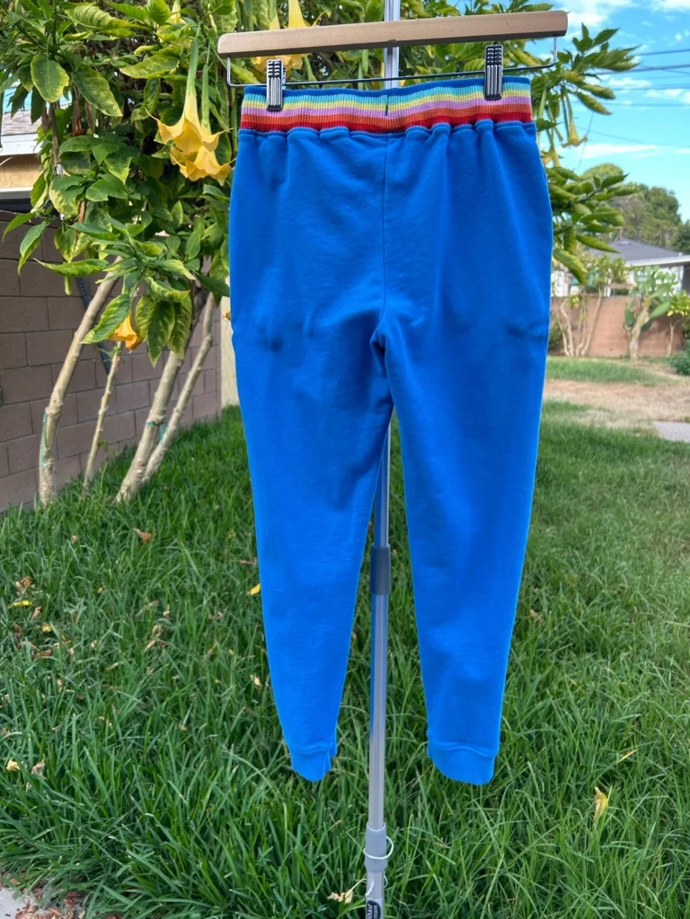Hanna Andersson Blue Hoodie & Pants Set with Rainbow Trim